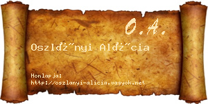 Oszlányi Alícia névjegykártya